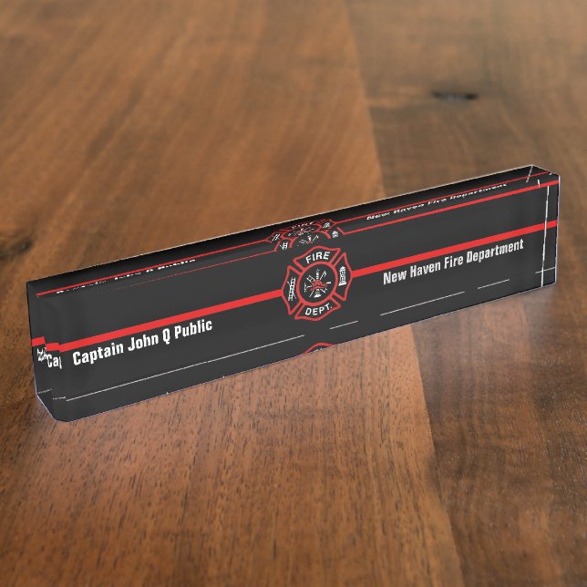 Porte-nom Pour Bureau Ligne rouge mince (Taille)