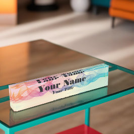 Porte-nom Pour Bureau Lignes de guilloche colorées