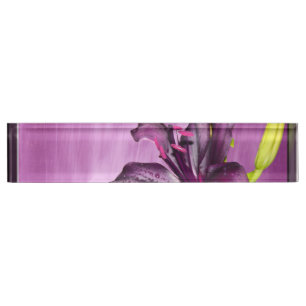 Porte-nom Pour Bureau Lis pourpre avec la cascade
