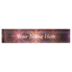 Porte-nom Pour Bureau Lit De Fleurs Coloré Abstrait Fractal Art Texte