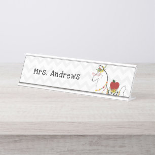 Porte-nom Pour Bureau Llama Apple Enseignant Chevron Floral