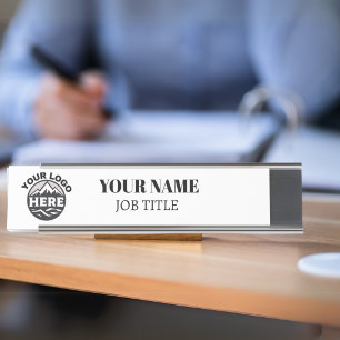 Porte-nom Pour Bureau Logo Costom Simple Business Blanc