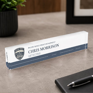 Porte-nom Pour Bureau Logo d'agent de police