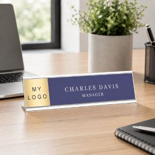Porte-nom Pour Bureau Logo de bureau bleu marine
