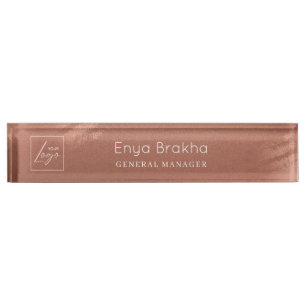Porte-nom Pour Bureau Logo de société en bronze de luxe écriture élégant