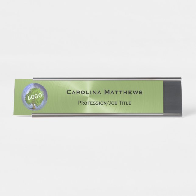 Porte-nom Pour Bureau Logo d'entreprise écologique modifiable (Devant)