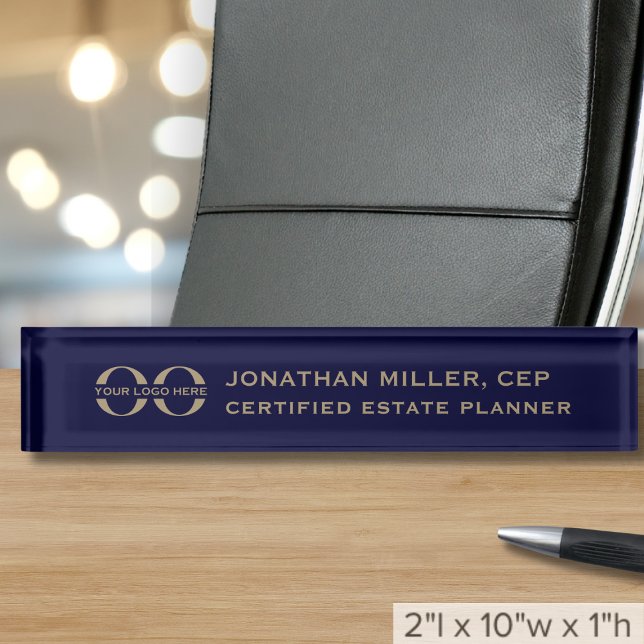 Porte-nom Pour Bureau Logo d'entreprise Marine Blue (Créateur téléchargé)