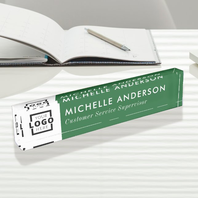 Porte-nom Pour Bureau Logo d'entreprise minimaliste moderne couleur pers (Créateur téléchargé)