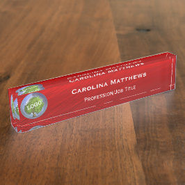 Porte-nom Pour Bureau Logo d'entreprise rouge