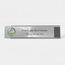 Porte-nom Pour Bureau Logo d'entreprise Silver Changeable