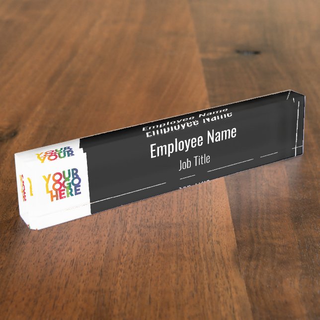 Porte-nom Pour Bureau Logo d'entreprise simple en noir blanc (Taille)