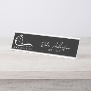 Porte-nom Pour Bureau Logo du ranch cheval marque équestre stable