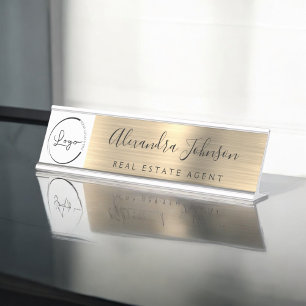 Porte-nom Pour Bureau Logo Executive Gold Professional personnalisé