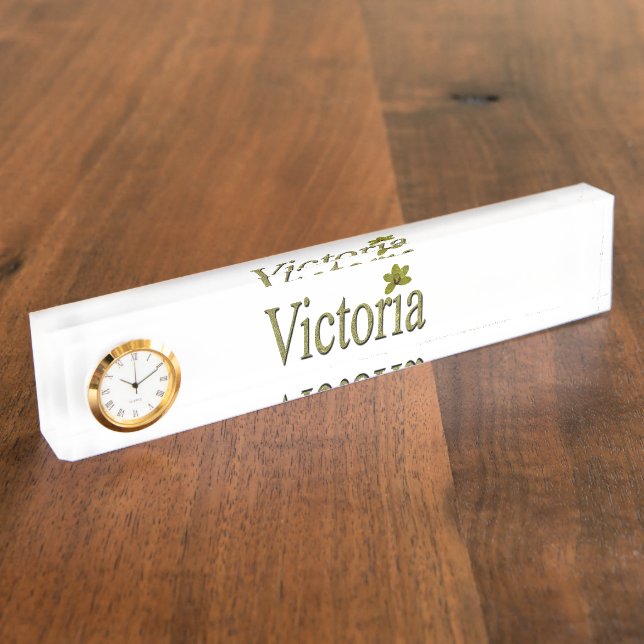 Porte-nom Pour Bureau Logo Gold Victoria Name, (Taille)