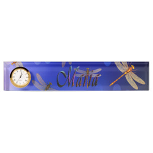 Porte-nom Pour Bureau Logo Maria Name Avec Des libellules.