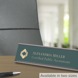Porte-nom Pour Bureau Logo Or élégant