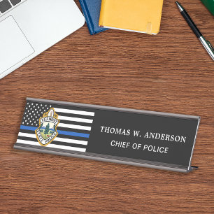 Porte-nom Pour Bureau Logo personnalisé du service de police Police