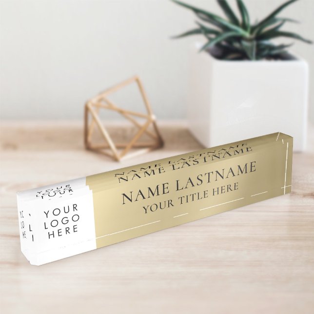 Porte-nom Pour Bureau Logo Personnalisé Élégant Classé Business Faux Gol (Créateur téléchargé)