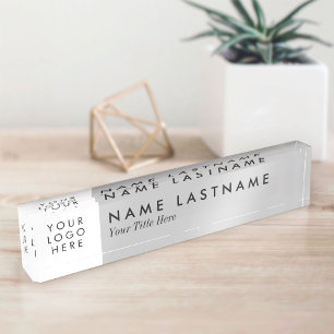 Porte-nom Pour Bureau Logo Personnalisé Élégant Simple Minimaliste Clair