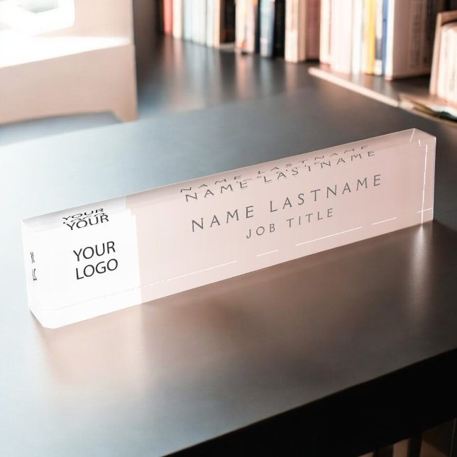 Porte-nom Pour Bureau Logo Personnalisé Executive Blush Pink Professiona (Créateur téléchargé)