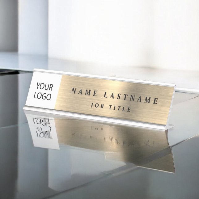 Porte-nom Pour Bureau Logo personnalisé Executive Gold Business Professi (Créateur téléchargé)