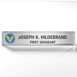 Porte-nom Pour Bureau Logo personnalisé Métal Argent Militaire