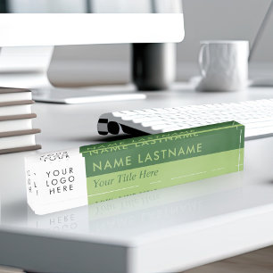 Porte-nom Pour Bureau Logo personnalisé Moderne Duo Couleur Forêt Moss V