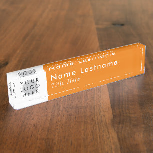 Porte-nom Pour Bureau Logo Personnalisé Orange Moderne Simple Minimalist