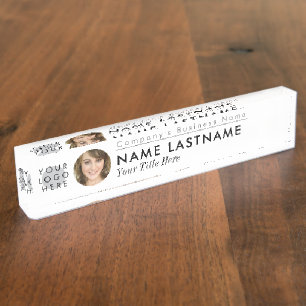 Porte-nom Pour Bureau Logo Personnalisé Photo Moderne Professionnel Blan