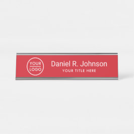 Porte-nom Pour Bureau Logo personnalisé rouge simple