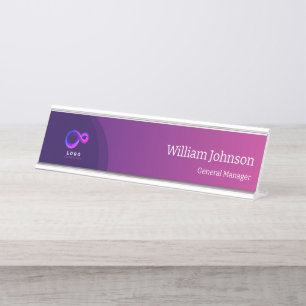Porte-nom Pour Bureau Logo personnalisé Technologie Violet Moderne