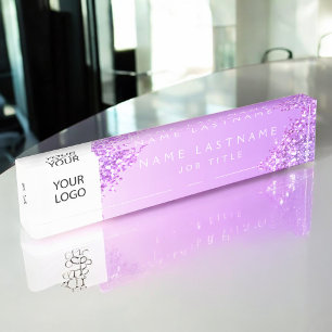Porte-nom Pour Bureau Logo personnalisé violet Professionnel