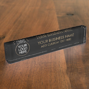 Porte-nom Pour Bureau Logo professionnel et entreprise de texte noir