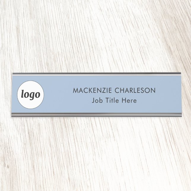 Porte-nom Pour Bureau Logo simple avec texte personnalisé Business Powde (Logo with text simple business branding professional name plate)
