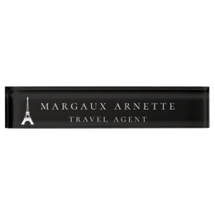 Porte-nom Pour Bureau Logo Tour Eiffel noir