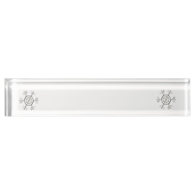 Porte-nom Pour Bureau Look 3-D Silver et Gold Snowflake (Devant)