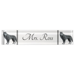 Porte-nom Pour Bureau Loup
