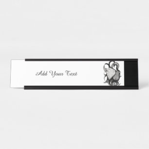 Porte-nom Pour Bureau Loup blanc avec art tribal coréen