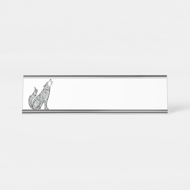 Porte-nom Pour Bureau Loup de Tribal (Devant)