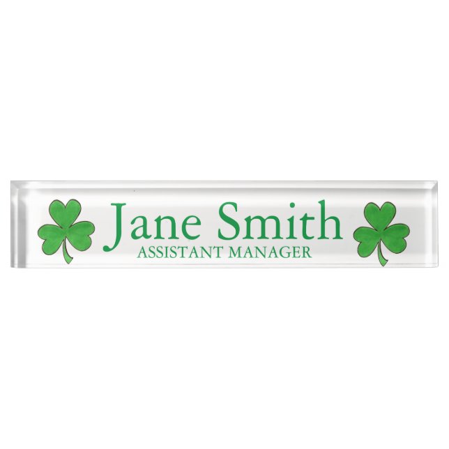 Porte-nom Pour Bureau Lucky Duck Green Shamrock Saint Patrick's Day (Devant)