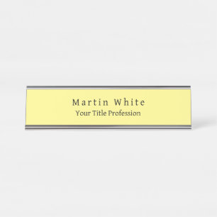 Porte-nom Pour Bureau Lumière Jaune Plaine Élégant Professionnel Moderne