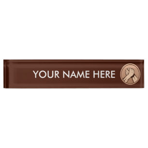 Porte-nom Pour Bureau Lutte de bras Bronze
