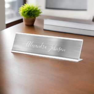 Porte-nom Pour Bureau Luxe et professionnel Silver Foil Moderne