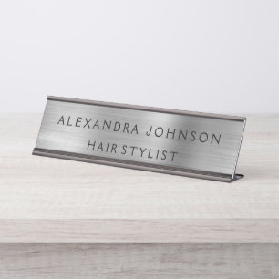 Porte-nom Pour Bureau Luxe Silver Foil Entreprise moderne