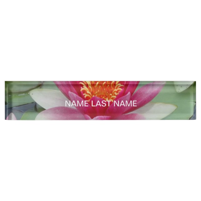 Porte-nom Pour Bureau Lys d'eau de Lotus rose (Devant)