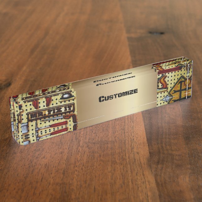 Porte-nom Pour Bureau M. Fix It Handyman Tools (Taille)