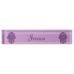 Porte-nom Pour Bureau Main de henné de Hamsa (pourpre)