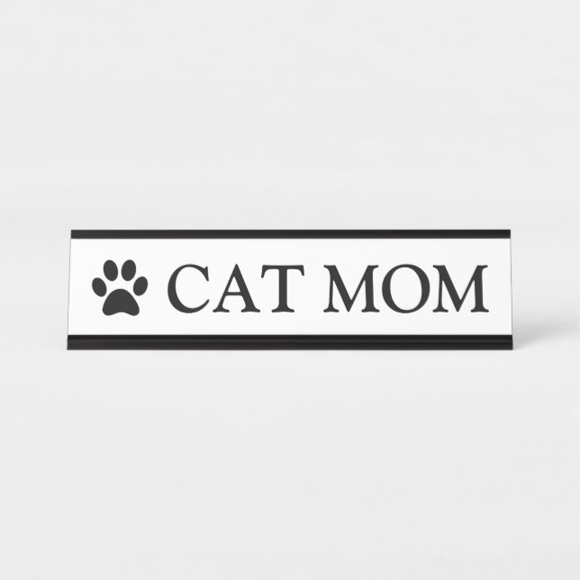 Porte-nom Pour Bureau Maman Chat Patte (Devant)