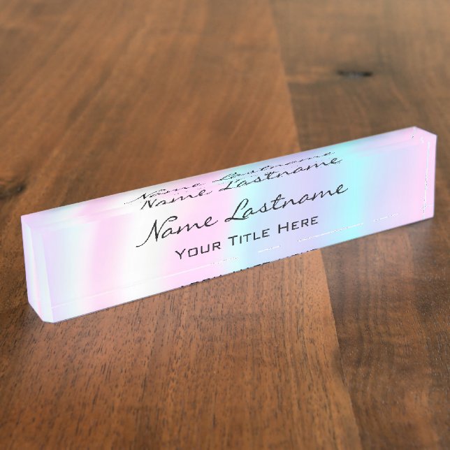 Porte-nom Pour Bureau Maquillage Esthétique beauté Holographe Unicorn ro (Taille)
