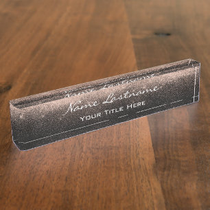 Porte-nom Pour Bureau Maquillage Rose Esthétique Beauté Black Gold Con